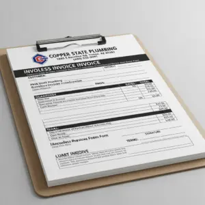 Invoice Sheet Mockup - Copper State Plumbing