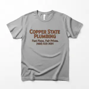 Custom T-Shirt Mockup - Copper State Plumbing